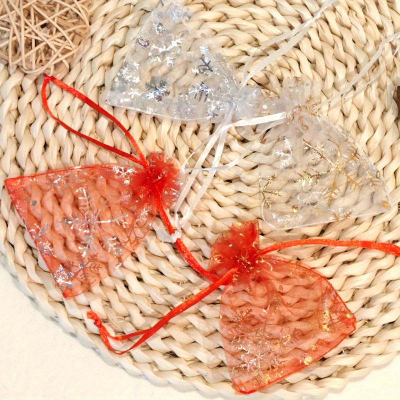 25pcs Snowflake Organza Gift Bags for Jewelry Packaging